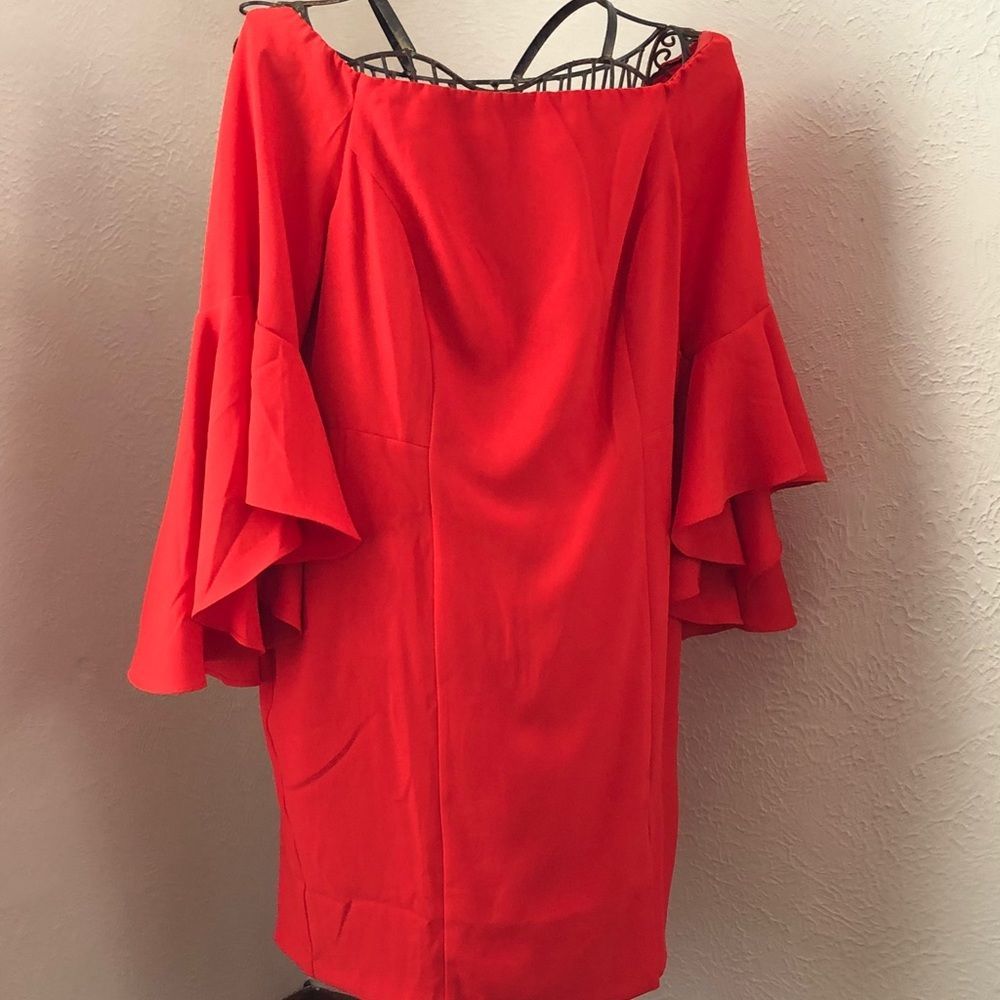 Venus Bell-Sleeve Red Dress